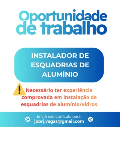 Instalador de Esquadrias de Alumínio Com Experiência