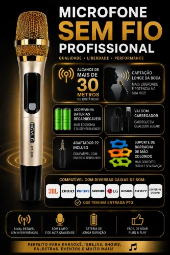 Microfone sem fio profissional longa distância