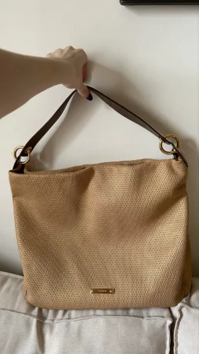 Bolsa luz da lua cor bege em couro