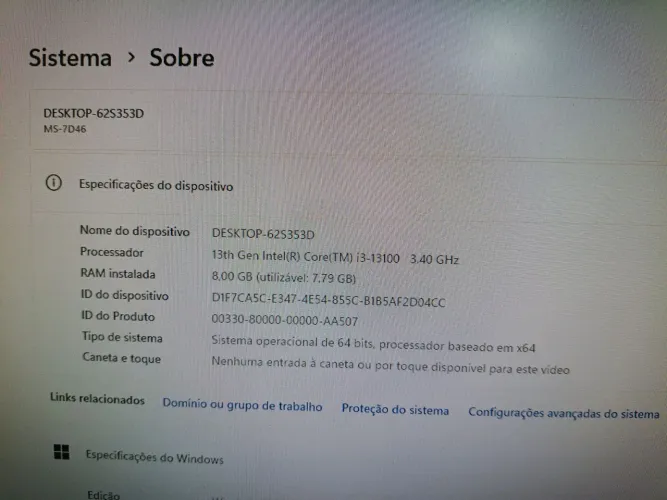 Vendo CPU i3 13° Geração, memória DDR4 8GB, SSD 256GB