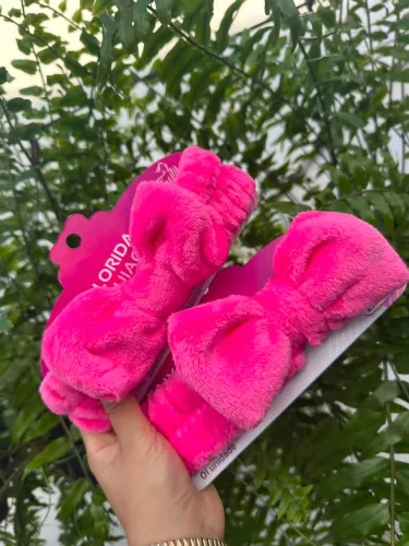 Faixa de cabelo pelúcia rosa skin care/maquiagem/rosto