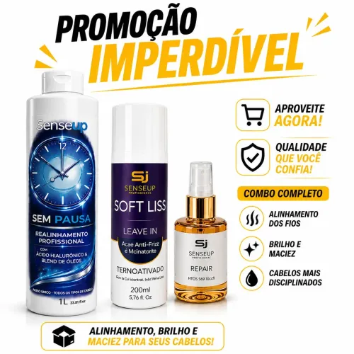 Kit Senseup Sem Pausa 1L + Soft Liss Leave In 200ml + Repair Capilar