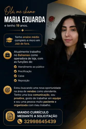 Ofereço meus serviços como atendente