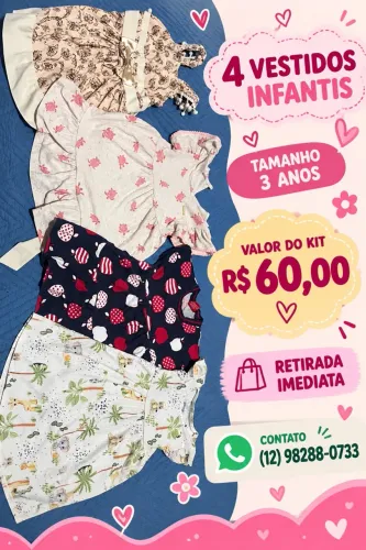 Vendo kit com 4 vestidos tamanho 3anos.