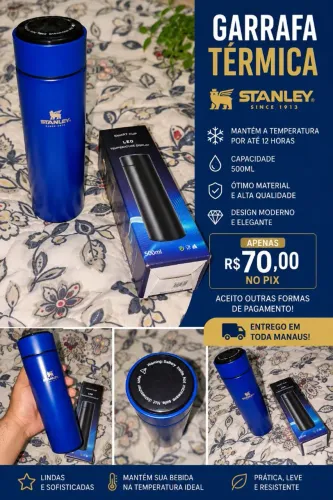 Garrafa Térmica Inteligente com Visor LED (500ml) - Azul
