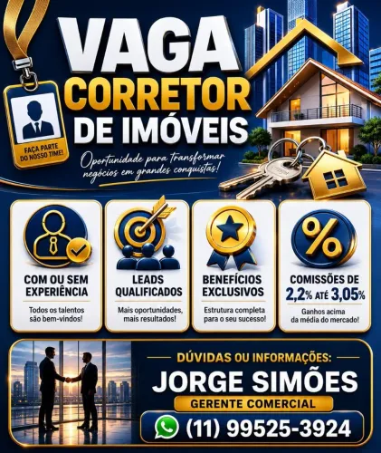 Vaga Corretor de Imóveis Horário Flexível