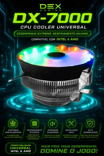 Cooler Universal Dex Processador Intel & Amd Rgb Dx-7000 (NOVO/LACRADO!)