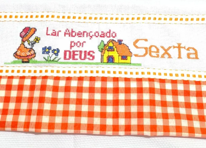 Kit de panos de prato bordado Dias da semana