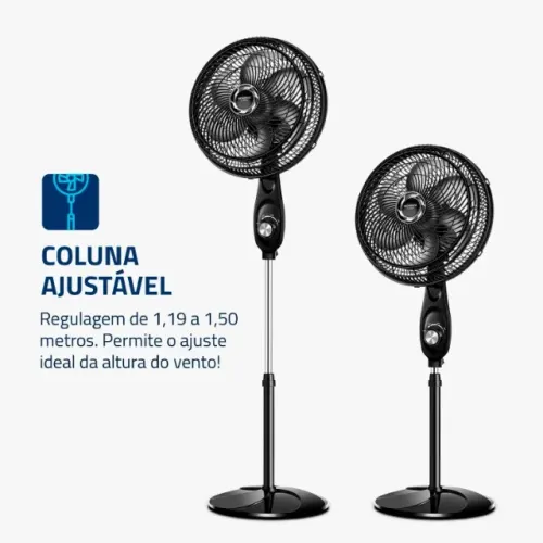 Ventilador de Coluna 30cm Turbo Preto/Prata 50W Lacrado Nota fiscal 1 ano garantia