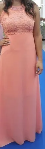 Vestido de Madrinha, Formatura, Festa, longo - Salmão 