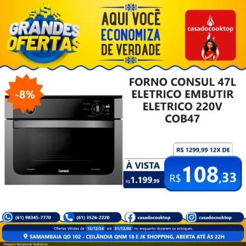 Forno consul 47l eletrico embutir eletrico 220v cob47