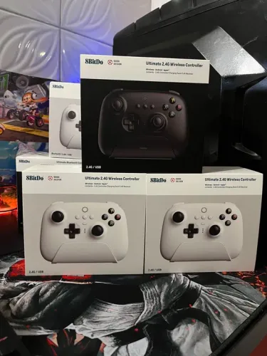 Controle 8BitDo Ultimate 2.4ghz e Bluetooth - PC, TV, Android e iOS - Preto, Roxo e Branco