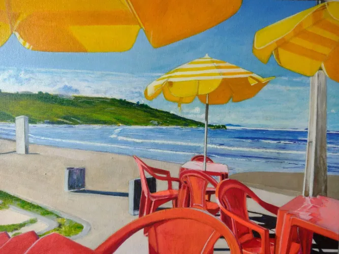 Pintura acrílica sobre tela 30x40 cm Farol de Santa Marta SC