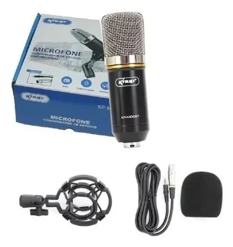 Microfone Estúdio Profissional Anti Vibração Knup Kp-m0021 Cor Preto