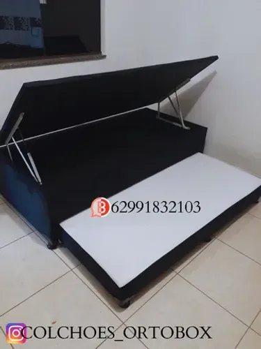 Cama Box Baú  Solteiro com auxiliar na espuma D28 selada /Cor que vc escolher