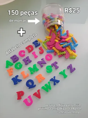 Alfabeto completo e blocos de montar - 150 peças