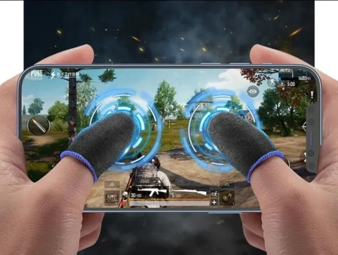 Luva de dedo antiderrapante gamer para tela para Free Fire, Pubg, Lol