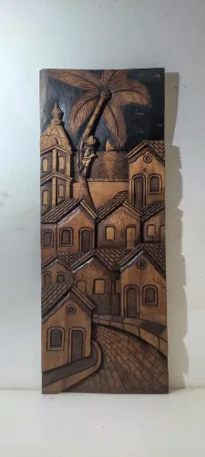 quadro madeirão porto seguro 1.12x44cm