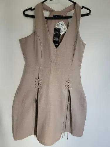 Vestido em Linho Bege Hering