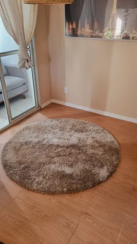 Tapete Redondo Shaggy Marrom