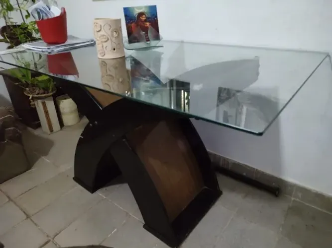 Mesa Tampo de Vidro Retangular 6 Lugares - Excelente Estado!