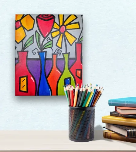 Mini Quadro de Garrafas com Flores