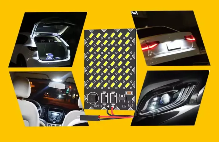 Placa Lâmpada Led 48 Leds Branca Chip 470 - 6000K 12V 3014 Carro Caminhão Moto