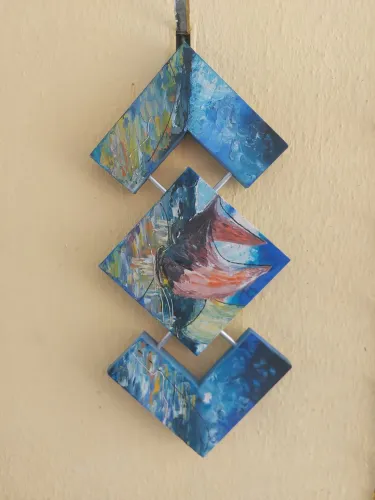 Quadro Abstrato Decorativo em Madeira