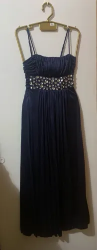 Vestido Festa longo para festa azul marinho com detalhes