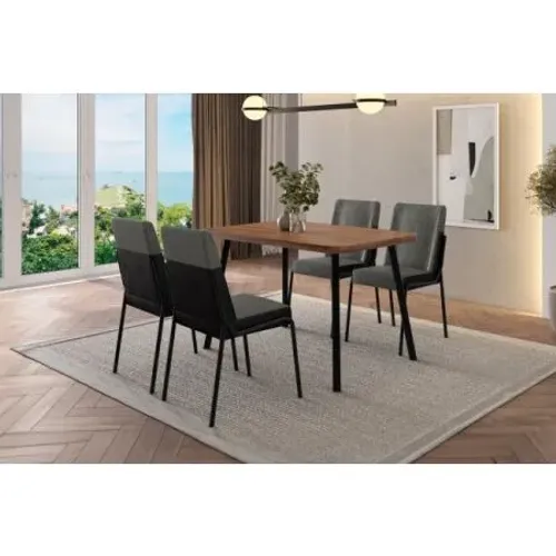Mesa Stellar Mdp 120x80 C/ 4 Cad Hug - Nogueira/preto