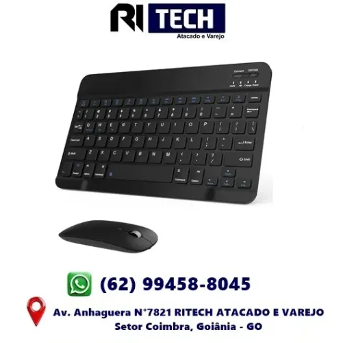 Kit Teclado Mouse Bluetooth Portátil Recarregável Teclado sem fio para Tablet iPad 
