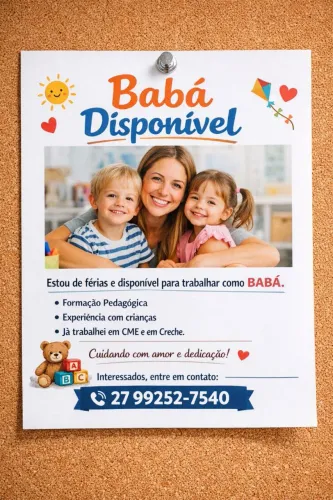 Babá com formação pedagógica