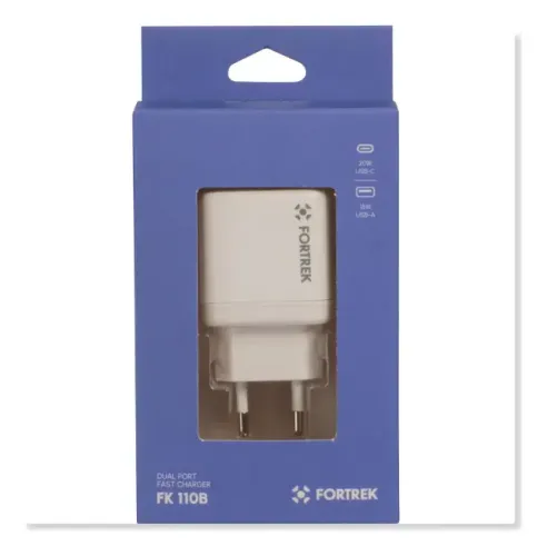 Carregador Universal Dual Usb-c E Usb-a Fortrek Fk 110b  novo