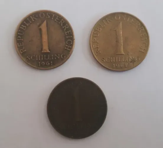 Lote 3 Moedas Da Áustria - 1 Schilling (1961 / 1967 / 1980)