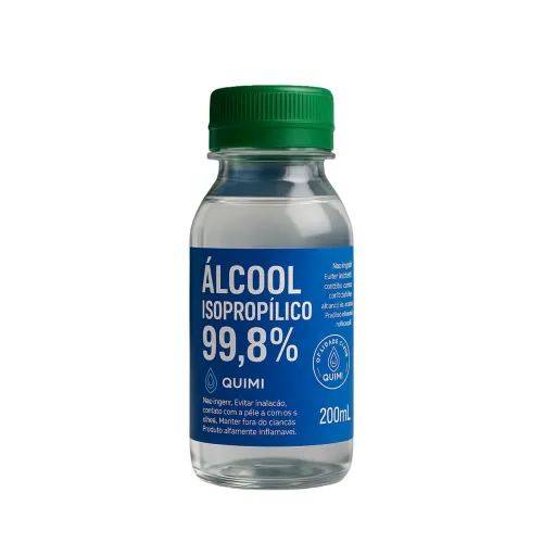 Álcool Isopropílico 99,8% Quimi - 200 ML para Limpeza de Componentes Eletrônicos e PCI 
