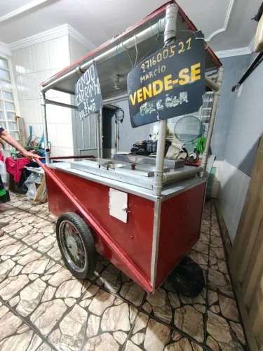 Carrinho de cachorro quente Grande com local de caixa de isopor para refrigerante e mantim