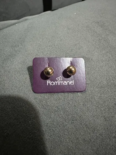 Brinco Rommanel Bolinha Esfera Folheado a Ouro 18k 