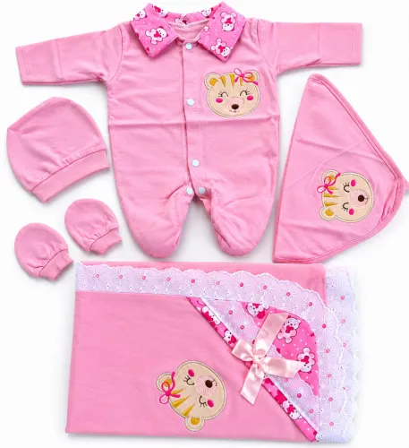 Kit saída maternidade 5 peças em fio 30 recém nascido menina/menino