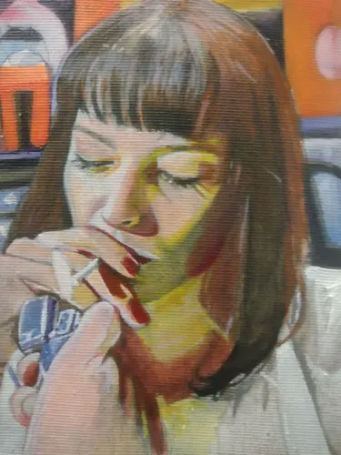 Pintura acrílico sobre tela 15x20 cm vermelho 