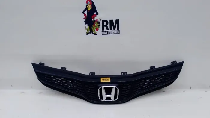 Grade Dianteira Superior Honda Fit 2013 2014 C/emblema Preto Brilhante