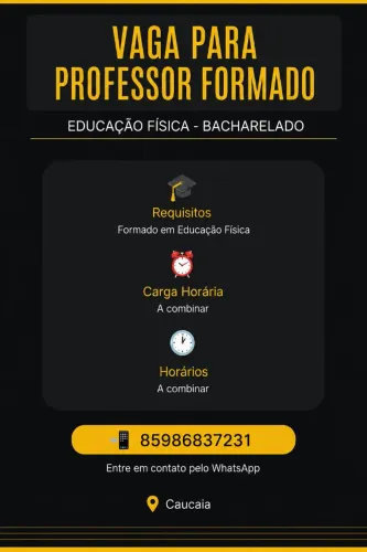 VAGA PARA PROFESSOR DE EDUCAÇÃO FÍSICA