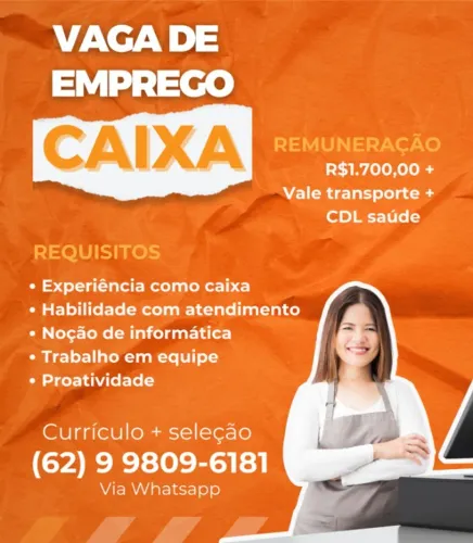 Vaga de caixa | Loja de embalagens | Anápolis