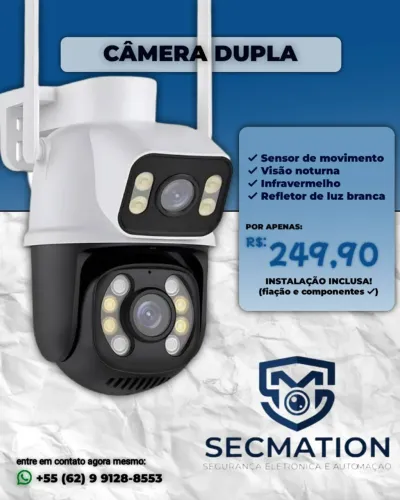 Câmera dupla wi-fi com instalação inclusa