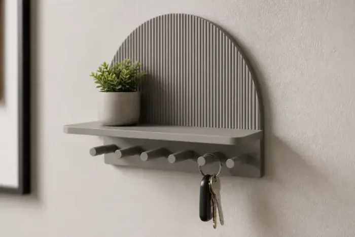Prateleira de Parede e Porta-Chaves Minimalista