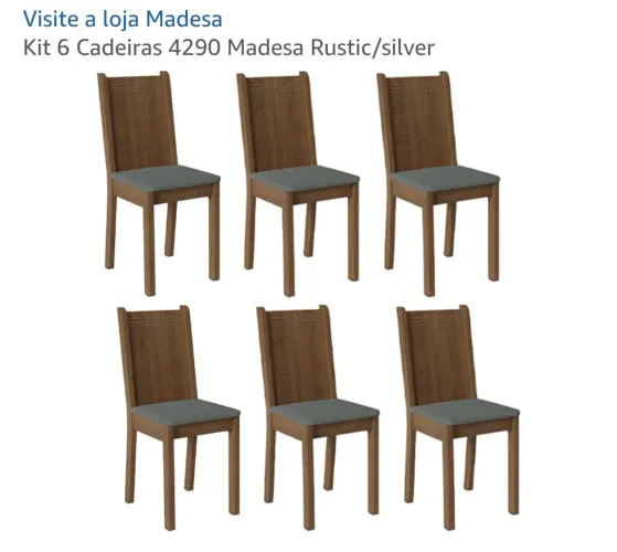 Kit 6 Cadeiras 4290 Madesa Rustic/silver