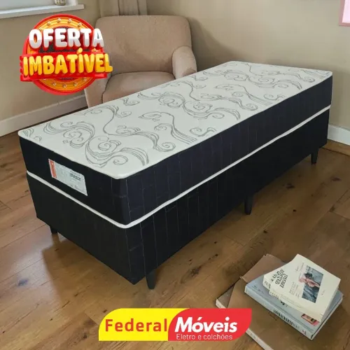 Cama Solteiro Box Colchão e Base 88x188cm - Oferta Imbatível