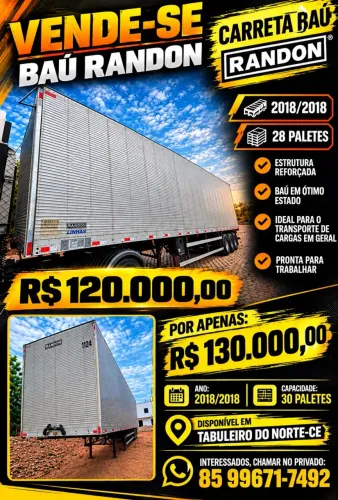 DUAS CARRETAS BAU RANDON 2018/2018