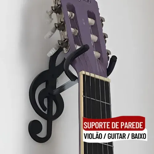Suporte de Parede Clave de Sol para Violão Guitarra Baixo Ukulele e Cavaco - SMS01