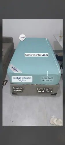 Conjunto Negociável: Cama Box Solteiro+ Colchão Ortobom Omega Single bed