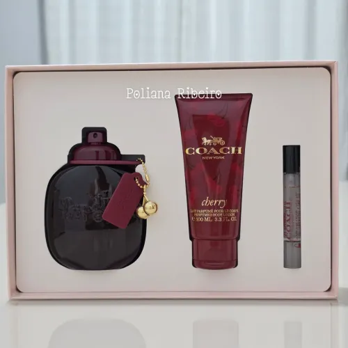 Kit perfume Coach Cherry 90ml + loção + travel spray